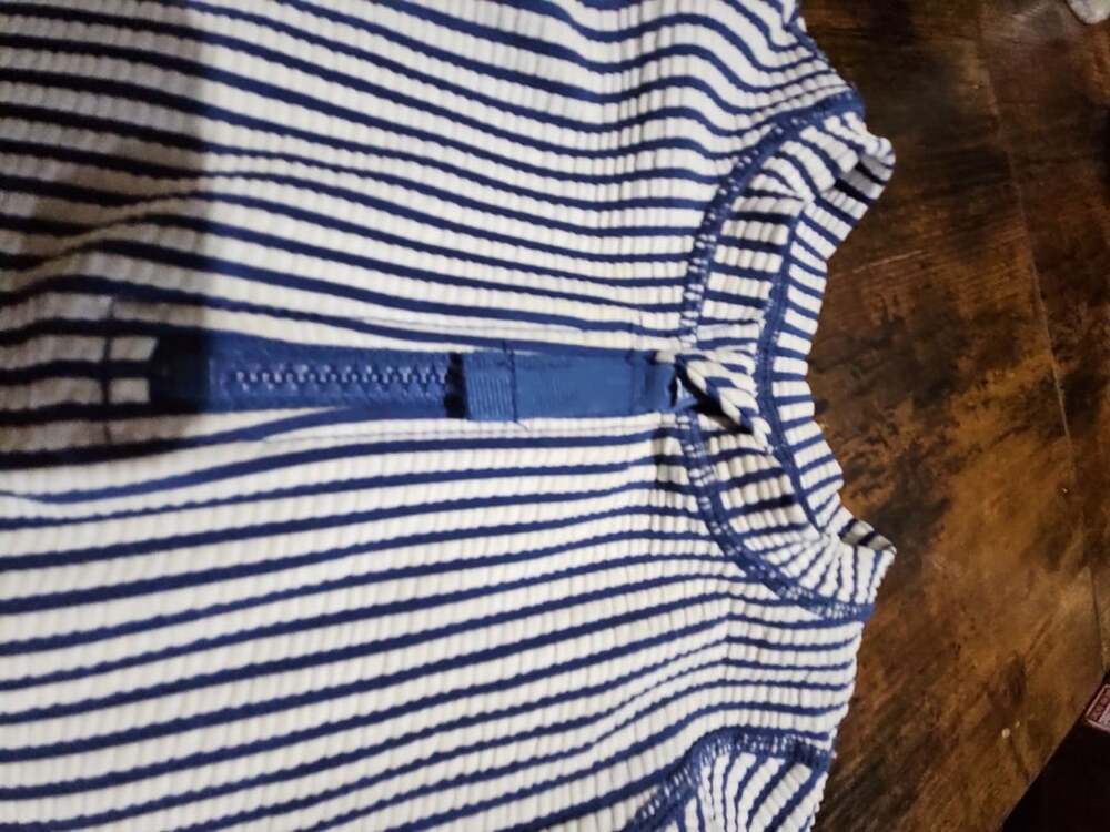 (509) RuggedButts Blue Striped Rash Guard 6-12M - Picture 3 of 7